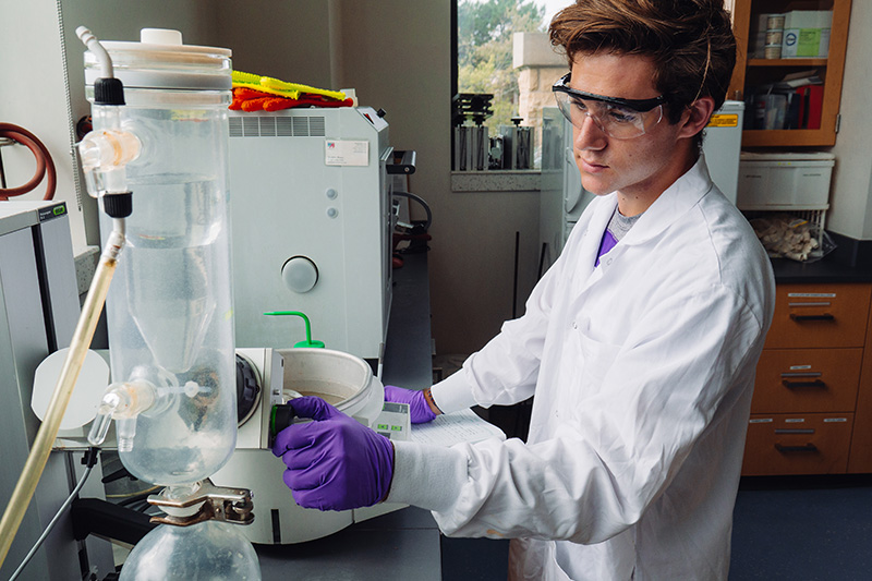 Student in the biochemistry lab